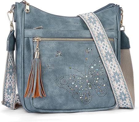 Medium Crossbody Bags for Women Trendy, Women's Butterfly Shoulder Handbags with Tassel