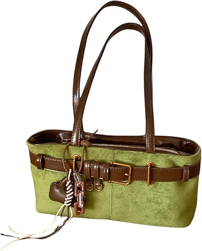 Women's Faux Suede Shoulder Handbags Double Strap Retro Vintage Shopping Square Bags