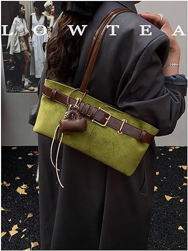 Women's Faux Suede Shoulder Handbags Double Strap Retro Vintage Shopping Square Bags