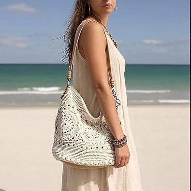 Sequoia Hobo Bag - Hand Crochet Large Women's Purse for Everyday & Travel - Durable Handbag & Tote With Zipper Pocket