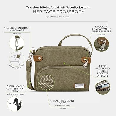 Anti-Theft Heritage Small Crossbody Bag