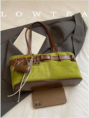 Women's Faux Suede Shoulder Handbags Double Strap Retro Vintage Shopping Square Bags