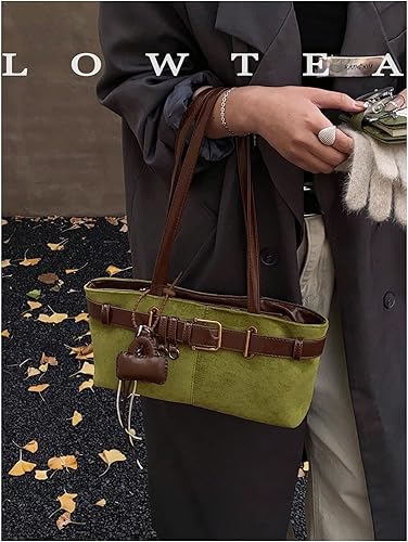 Women's Faux Suede Shoulder Handbags Double Strap Retro Vintage Shopping Square Bags