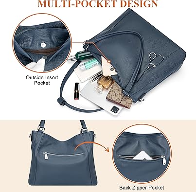 Genuine Leather Purses for Women Large Hobo Bags Lady Shoulder Handbags with Detachable Strap