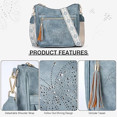 Medium Crossbody Bags for Women Trendy, Women's Butterfly Shoulder Handbags with Tassel