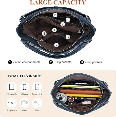 Genuine Leather Purses for Women Large Hobo Bags Lady Shoulder Handbags with Detachable Strap