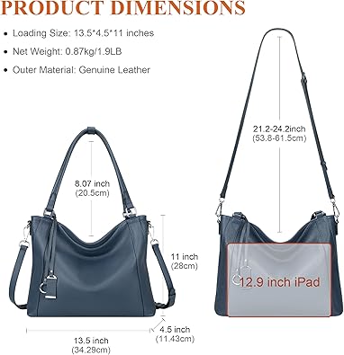 Genuine Leather Purses for Women Large Hobo Bags Lady Shoulder Handbags with Detachable Strap